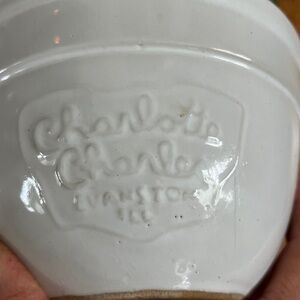Vintage Charlotte Charles White Stoneware Mixing Bowl Made in USA